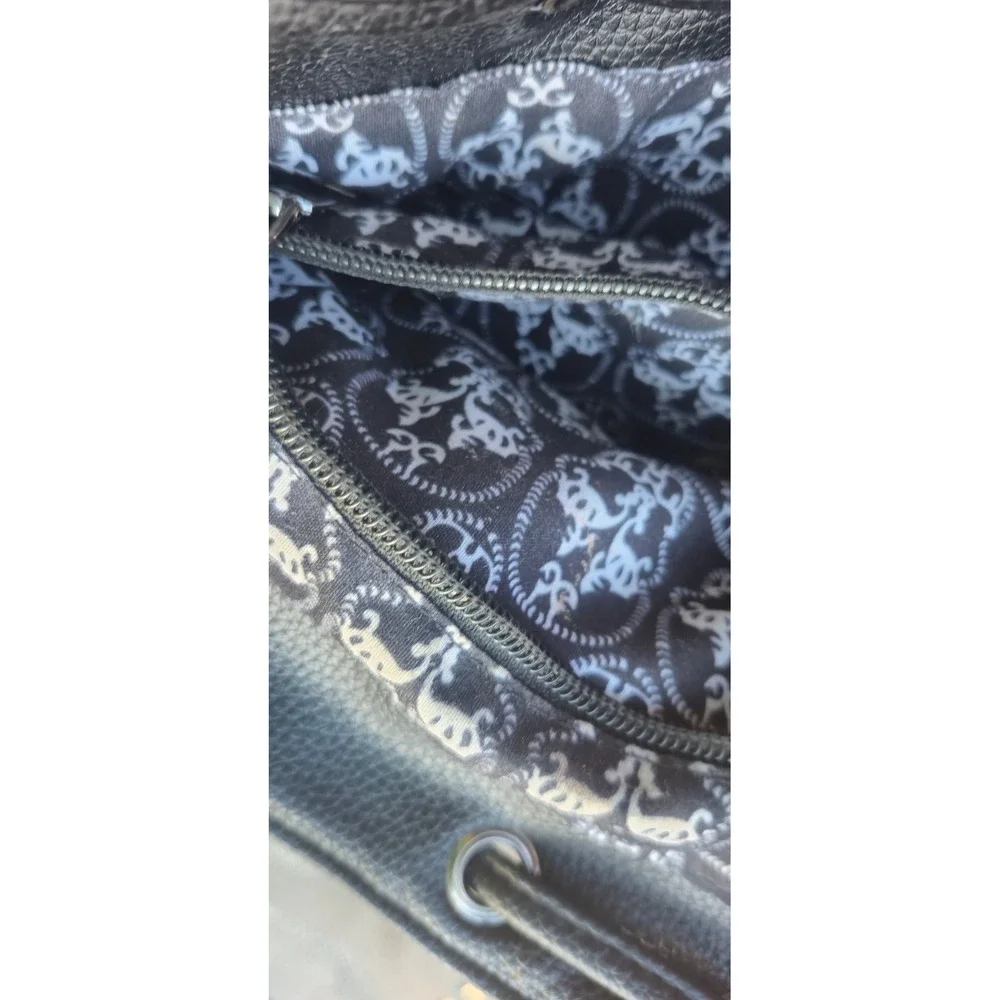 Black‎ Embossed Skull Rhinestone Studded Backpack Gothic Punk Faux Leather Bag